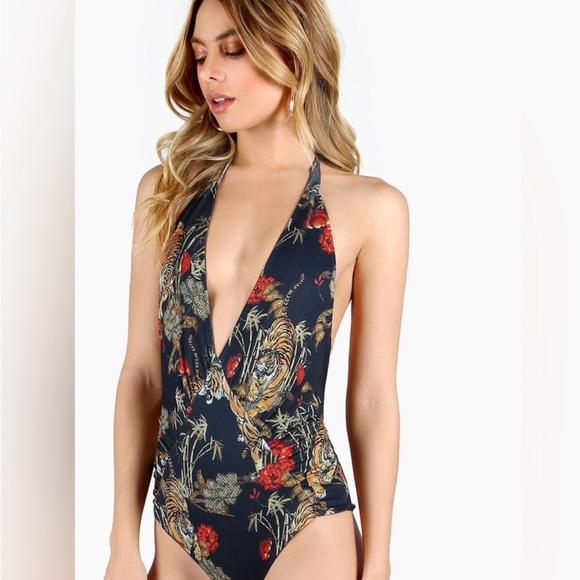 Makers of Dreams tiger print halter swimsuit - Picture 3 of 13